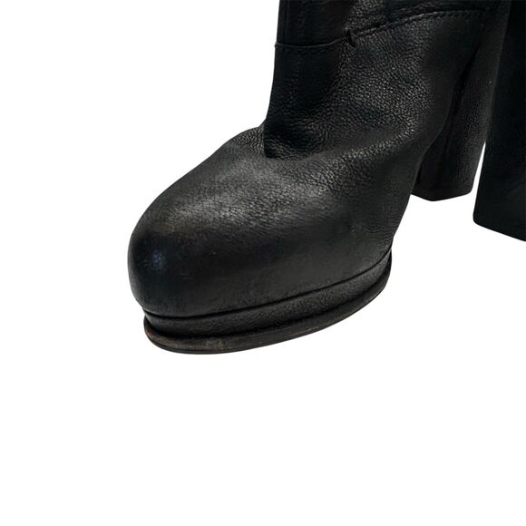 Vera Wang Black Marilyn Platform Booties Leather Chunky Boots Biker Size 8.5 M - Picture 11 of 12